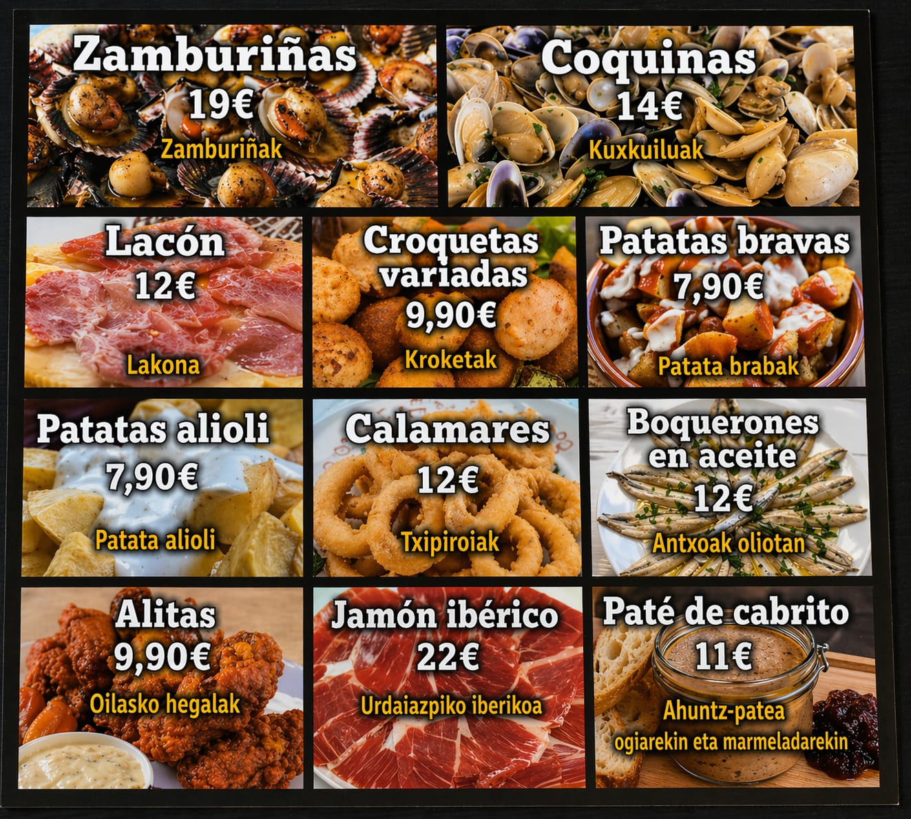 Raciones para compartir